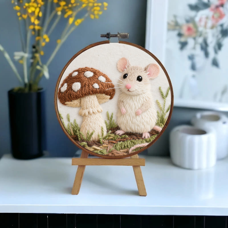 Rubbyoo Embroidery Kit - Mouse And Mushroom | Adorable Needle Work - image 7