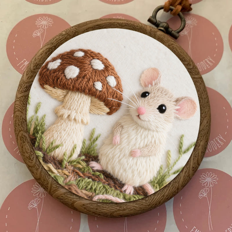 Rubbyoo Embroidery Kit - Mouse And Mushroom | Adorable Needle Work - image 3