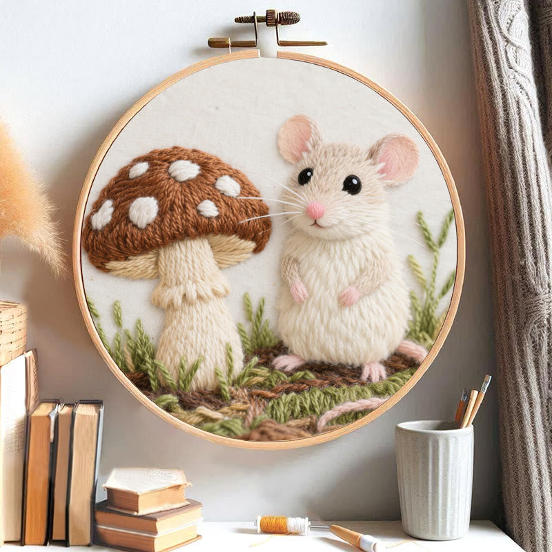 Rubbyoo Embroidery Kit - Mouse And Mushroom | Adorable Needle Work - image 2