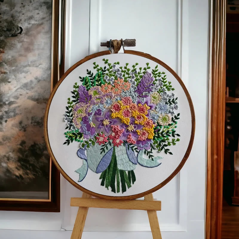 Rubbyoo Embroidery Kit - Colourful Bouquet | Stylish Desk Ornament  - image 3