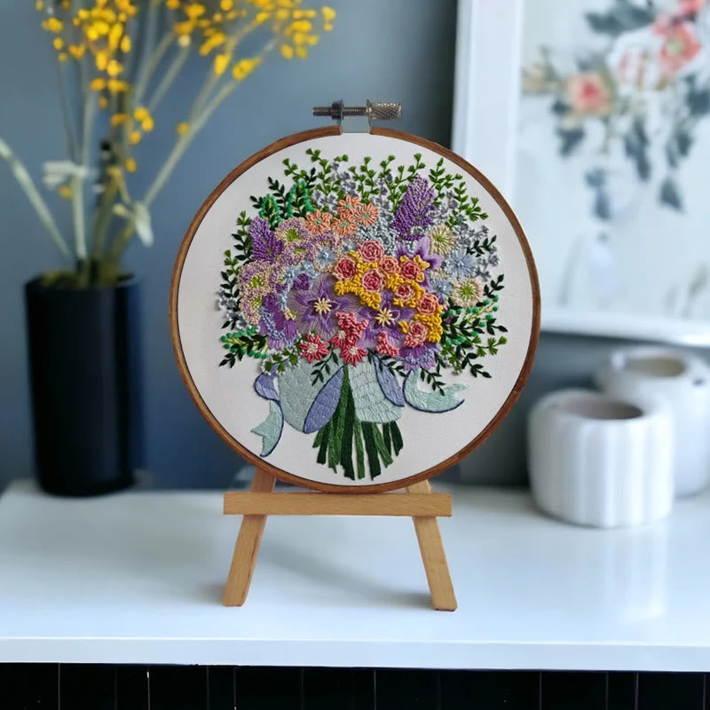 Rubbyoo Embroidery Kit - Colourful Bouquet | Stylish Desk Ornament  - image 5