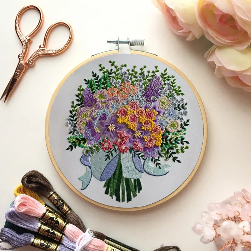 Rubbyoo Embroidery Kit - Colourful Bouquet | Stylish Desk Ornament  - image 2