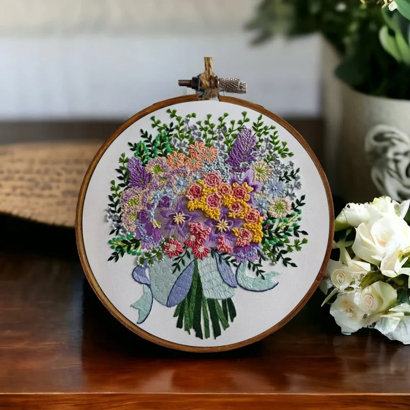 Rubbyoo Embroidery Kit - Colourful Bouquet | Stylish Desk Ornament  - image 4