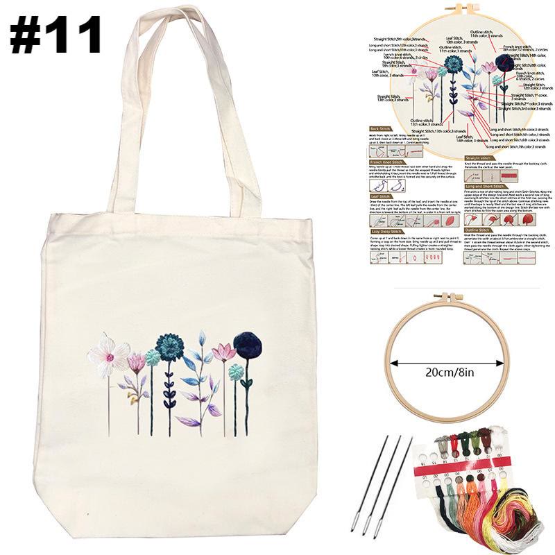  Embroidery White Canvas Bag Kits | Aesthetic Flower Design Bag | Nice Gifts For Her - #11 - image 11