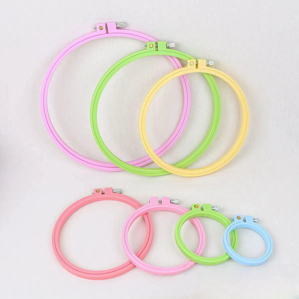 Embroiderey Plastic Frame | 7 Types Embroidered Hoop | Nice Gifts For Handmake Crafter - 2pcs - 25cm-light purple - image 1