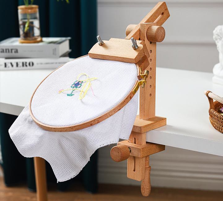 Wooden Embroidery Hoop | 360 Degree Rotating Hoop |  Adjustable Stitching Stand - image 1