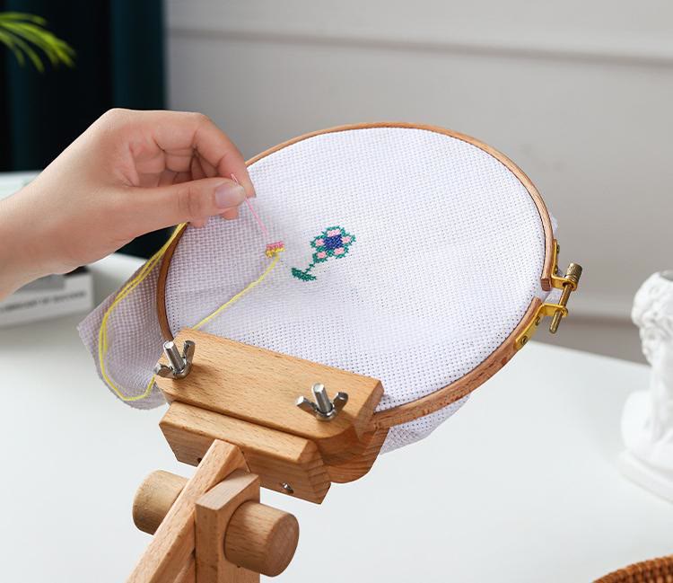 Wooden Embroidery Hoop | 360 Degree Rotating Hoop |  Adjustable Stitching Stand - image 2