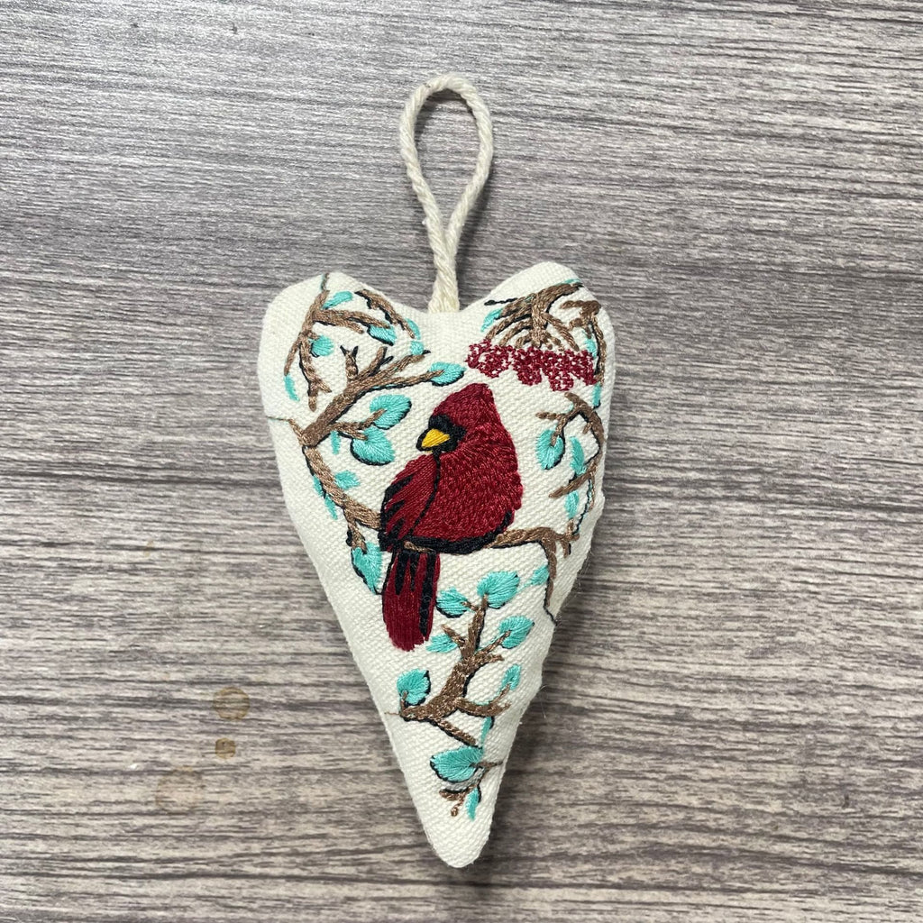  Embroidery Heart Hanging Kits |  Christmas Tree Ornament | Unique Handmade Gifts - Red bird - image 8