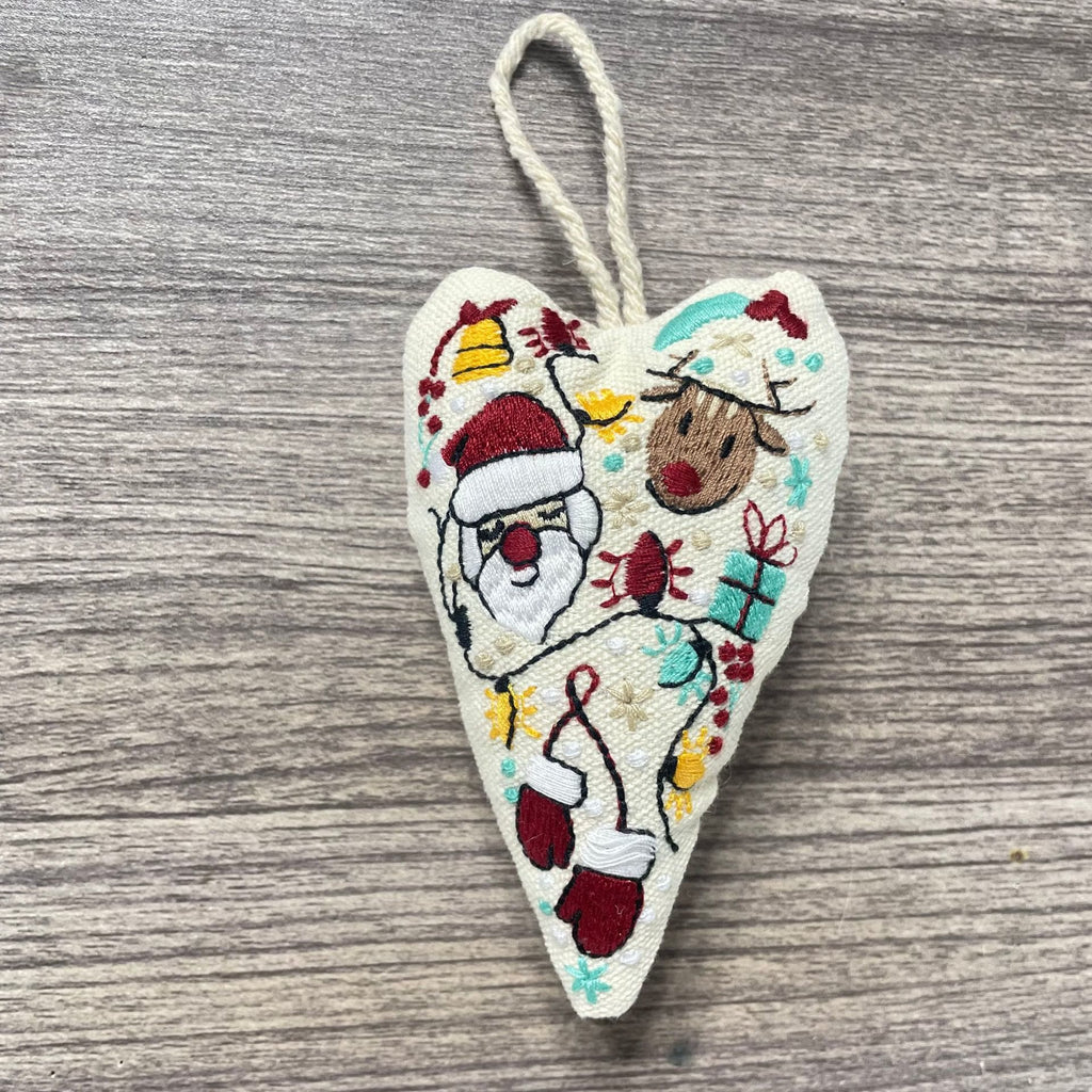  Embroidery Heart Hanging Kits |  Christmas Tree Ornament | Unique Handmade Gifts - Santa Claus - image 5