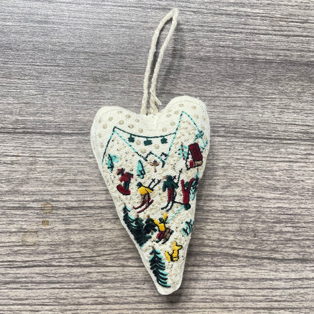  Embroidery Heart Hanging Kits |  Christmas Tree Ornament | Unique Handmade Gifts - Skiing - image 7