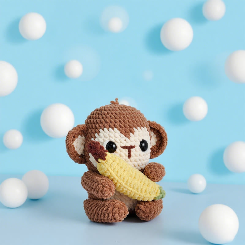 Diy Handmade Little Monkey Crochet Kit - Animal Sewing Craft | Starter Needle Set - Diy Handmade Little Monkey Crochet Kit - image 0