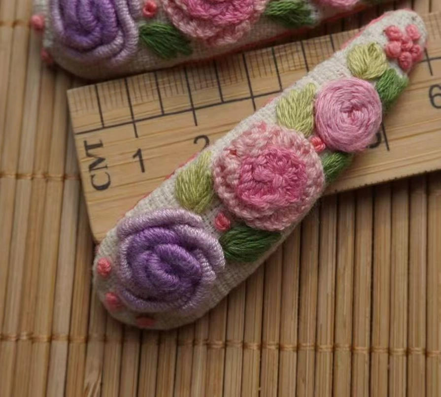 Rubbyoo Embroidered Hair Clips - Floral Hair Clips  | Nice Gifts For Her - 26 - image 1