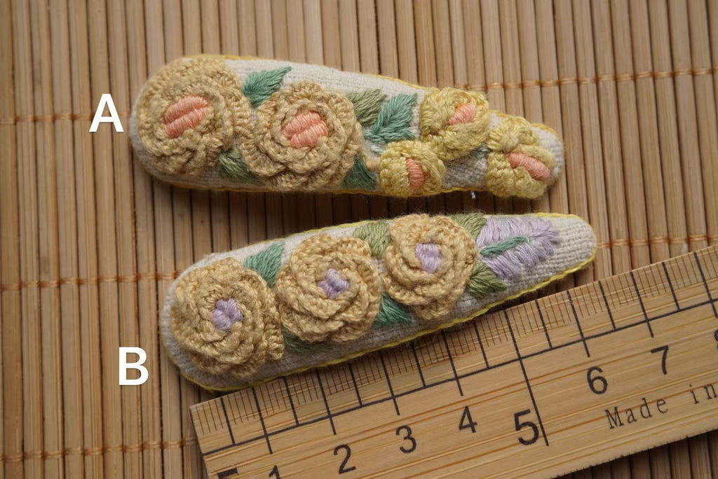 Rubbyoo Embroidered Hair Clips - Floral Hair Clips  | Nice Gifts For Her - 23B - image 7