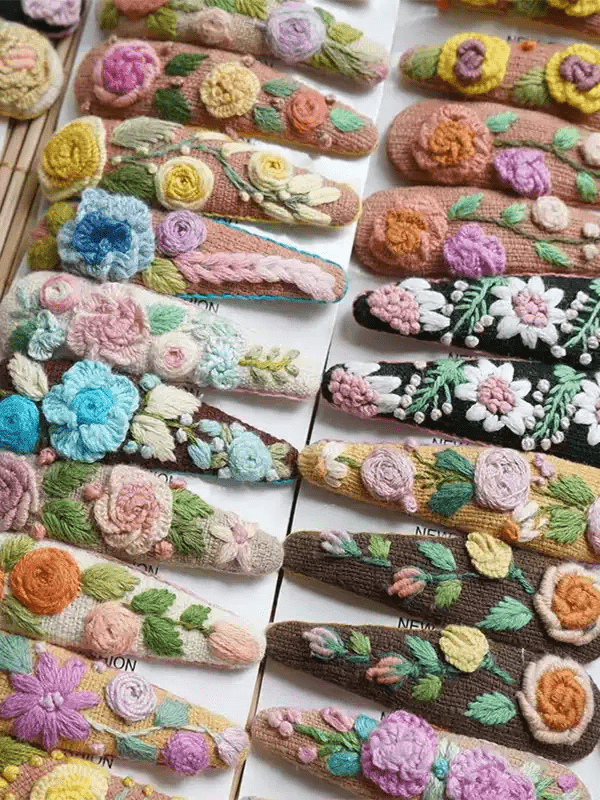 Rubbyoo Embroidered Hair Clips - Floral Hair Clips  | Nice Gifts For Her - image 41