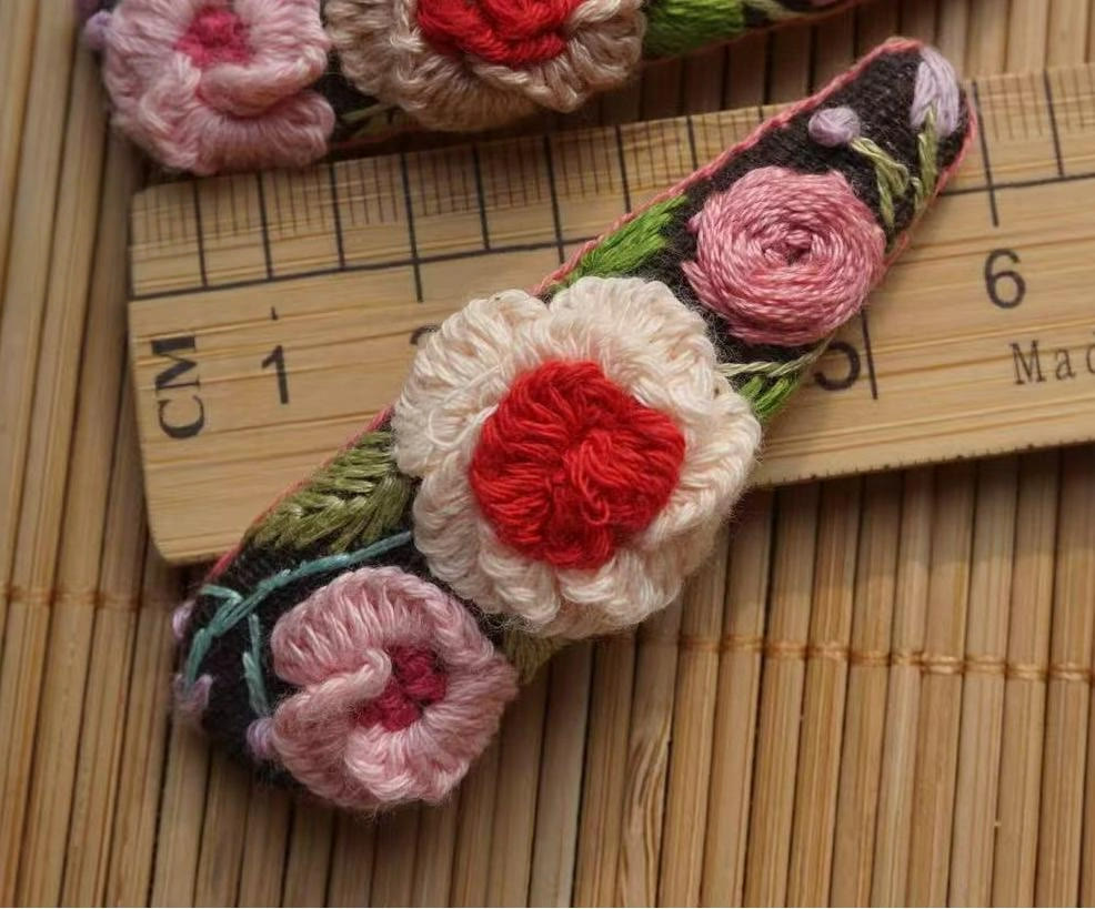 Rubbyoo Embroidered Hair Clips - Floral Hair Clips  | Nice Gifts For Her - 16 - image 2