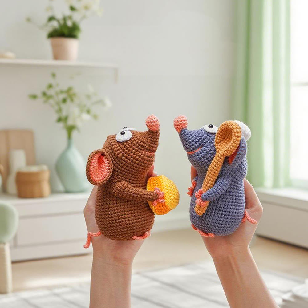 Diy Handmade Mice Crochet Kit - Creative Cute Doll | Perfect Present For Crafters - Two Mice - image 0