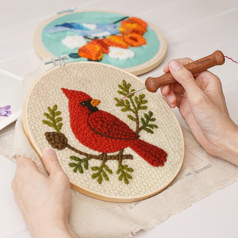 Red Cardinal Punch Needle Kit - Needlework For Beginner | Handmade Craft For Bird Lovers - image 9