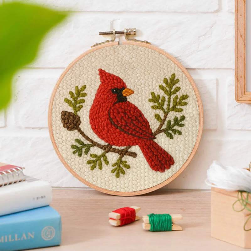 Red Cardinal Punch Needle Kit - Needlework For Beginner | Handmade Craft For Bird Lovers - image 7