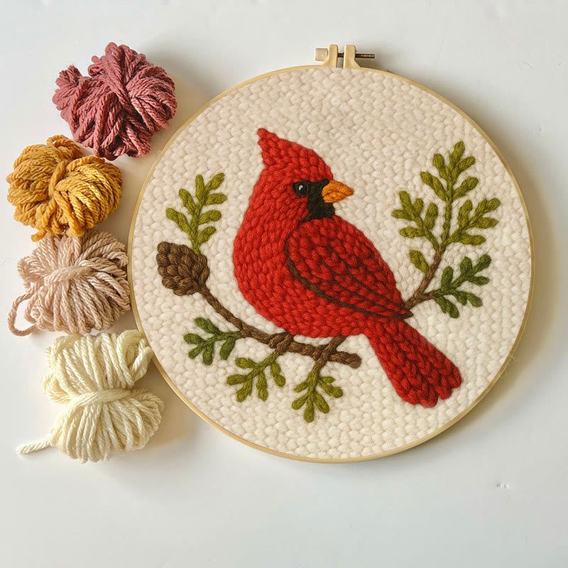 Red Cardinal Punch Needle Kit - Needlework For Beginner | Handmade Craft For Bird Lovers - image 6