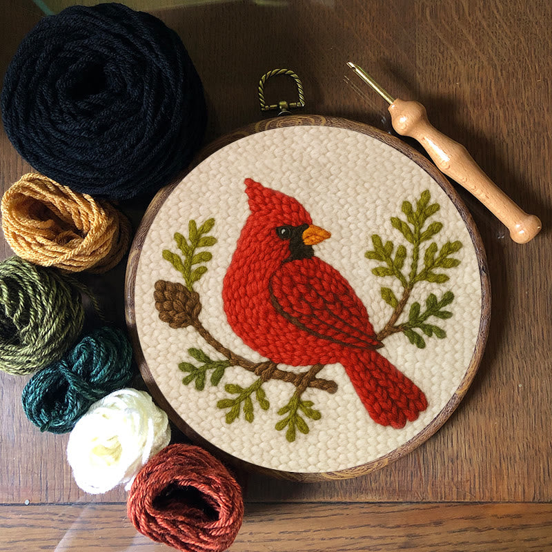 Red Cardinal Punch Needle Kit - Needlework For Beginner | Handmade Craft For Bird Lovers - image 5