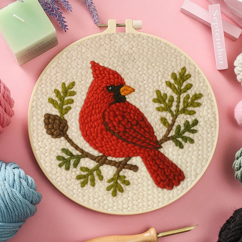Red Cardinal Punch Needle Kit - Needlework For Beginner | Handmade Craft For Bird Lovers - image 8