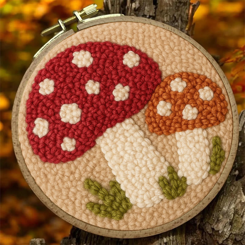 Mushrooms Punch Needle Kit - Diy Home Decoration | Easy Needlework For Starters - image 1