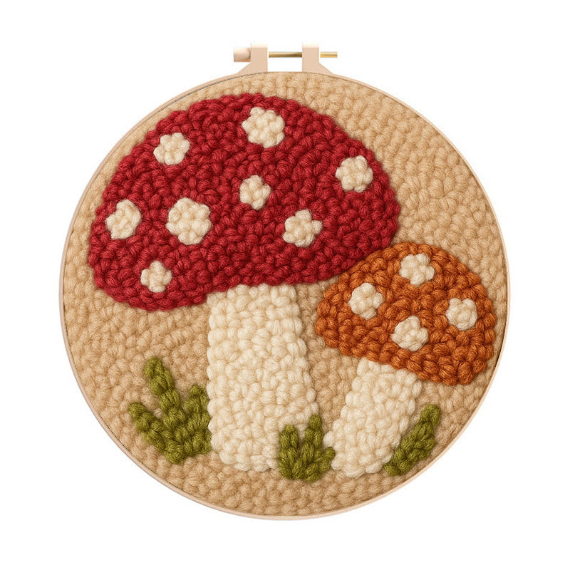Mushrooms Punch Needle Kit - Diy Home Decoration | Easy Needlework For Starters - Mushrooms Punch Needle Kit - image 0