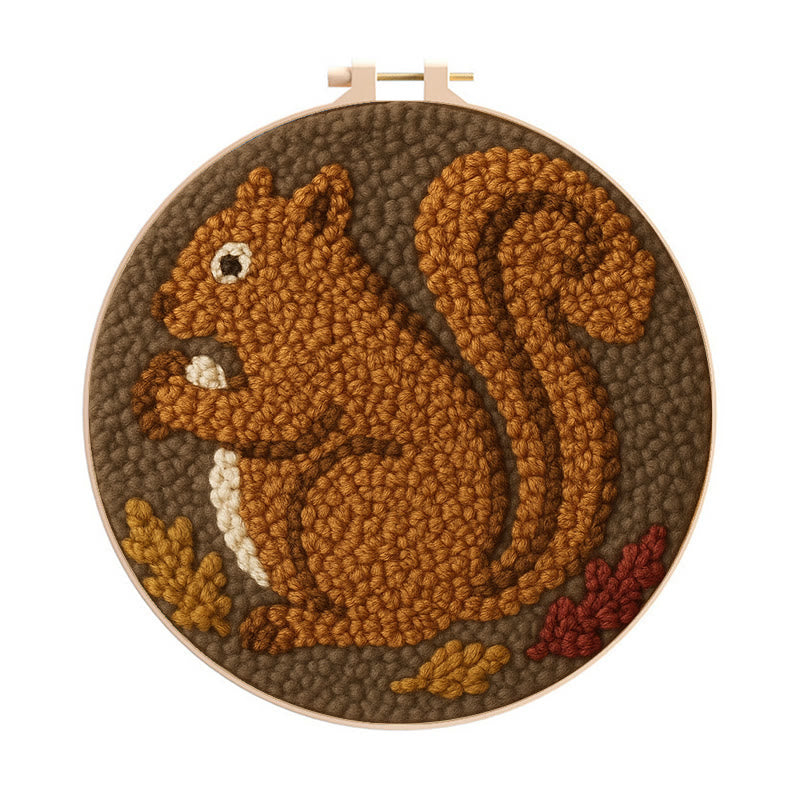 Squirrel Punch Needle Kit - Animal Handmade Craft | Gift For Diy Lovers - Squirrel Punch Needle Kit - image 0