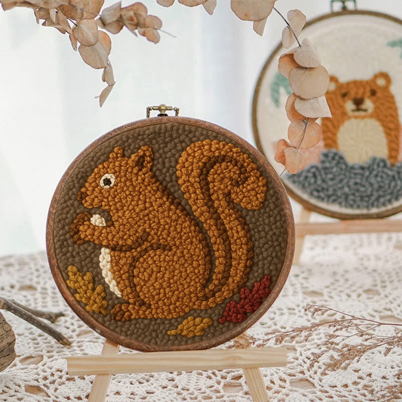 Squirrel Punch Needle Kit - Animal Handmade Craft | Gift For Diy Lovers - image 7