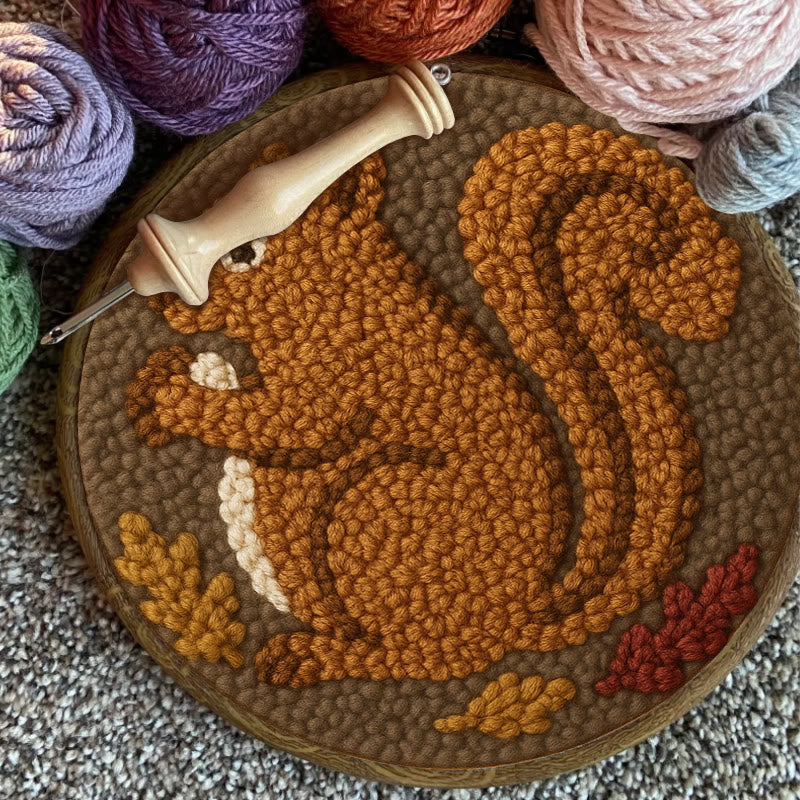 Squirrel Punch Needle Kit - Animal Handmade Craft | Gift For Diy Lovers - image 4