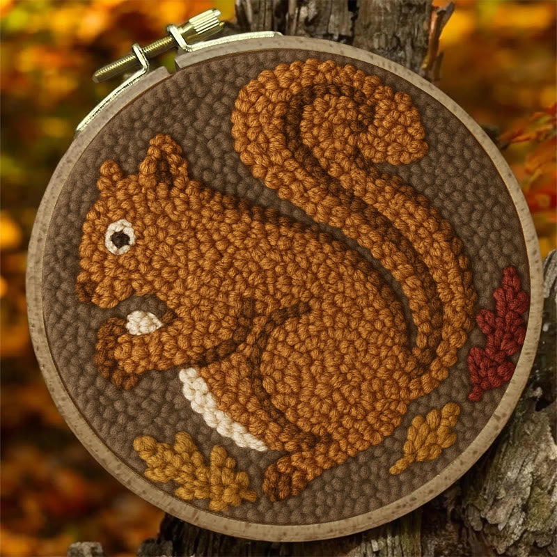 Squirrel Punch Needle Kit - Animal Handmade Craft | Gift For Diy Lovers - image 2