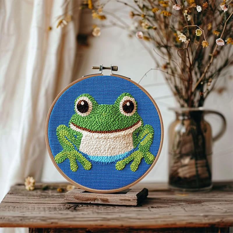 Frog Punch Needle Kit -  Personalized Animal Handwork | Beginner Sewing Kit - image 3