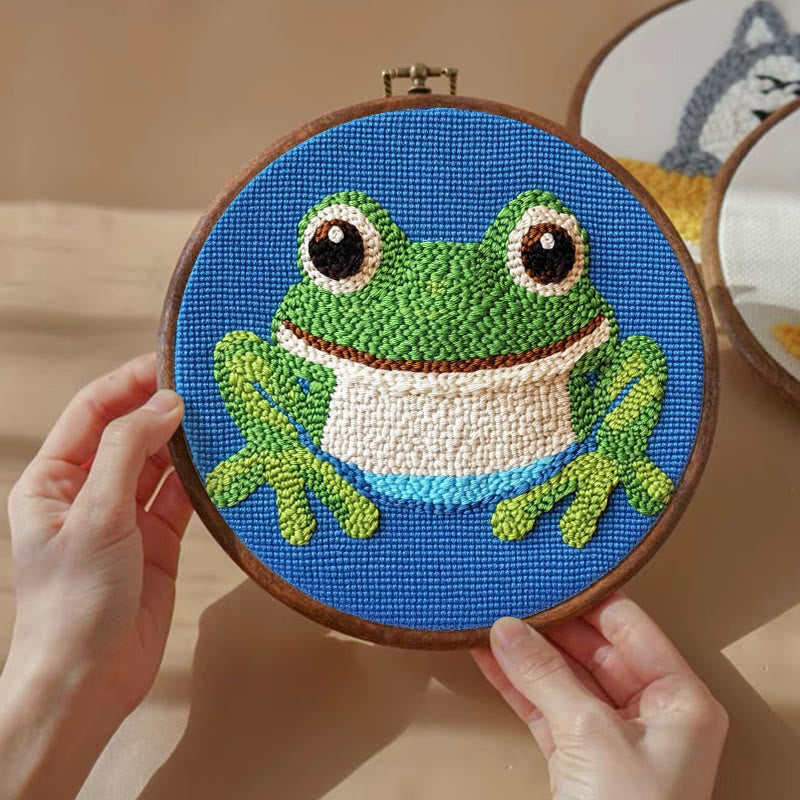 Frog Punch Needle Kit -  Personalized Animal Handwork | Beginner Sewing Kit - image 4