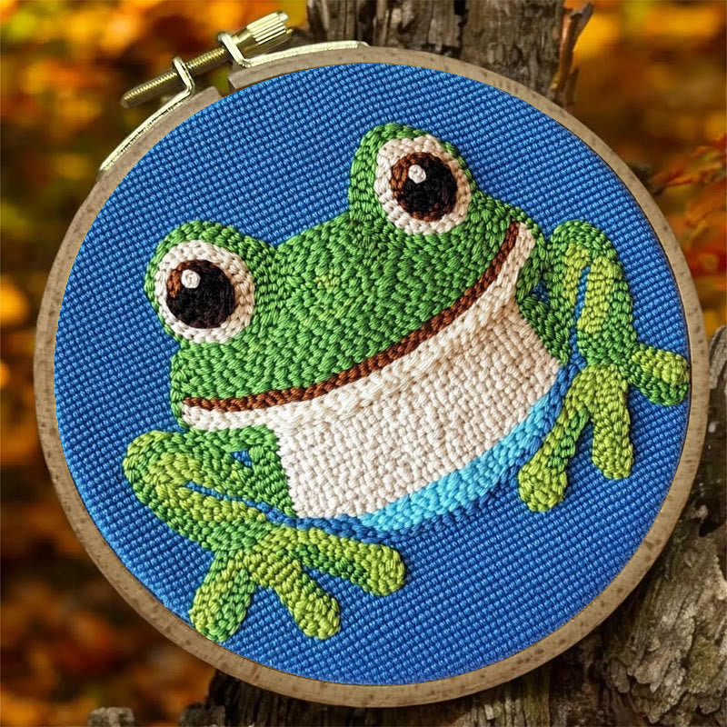 Frog Punch Needle Kit -  Personalized Animal Handwork | Beginner Sewing Kit - image 6