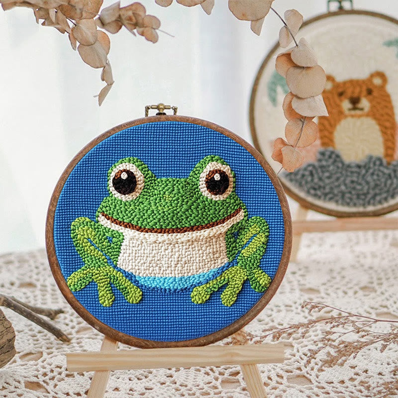 Frog Punch Needle Kit -  Personalized Animal Handwork | Beginner Sewing Kit - image 2