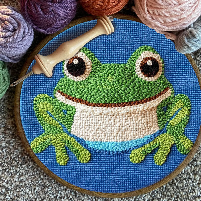 Frog Punch Needle Kit -  Personalized Animal Handwork | Beginner Sewing Kit - image 5