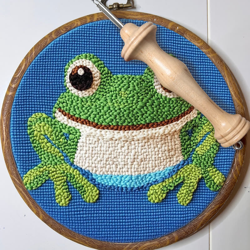 Frog Punch Needle Kit -  Personalized Animal Handwork | Beginner Sewing Kit - image 9