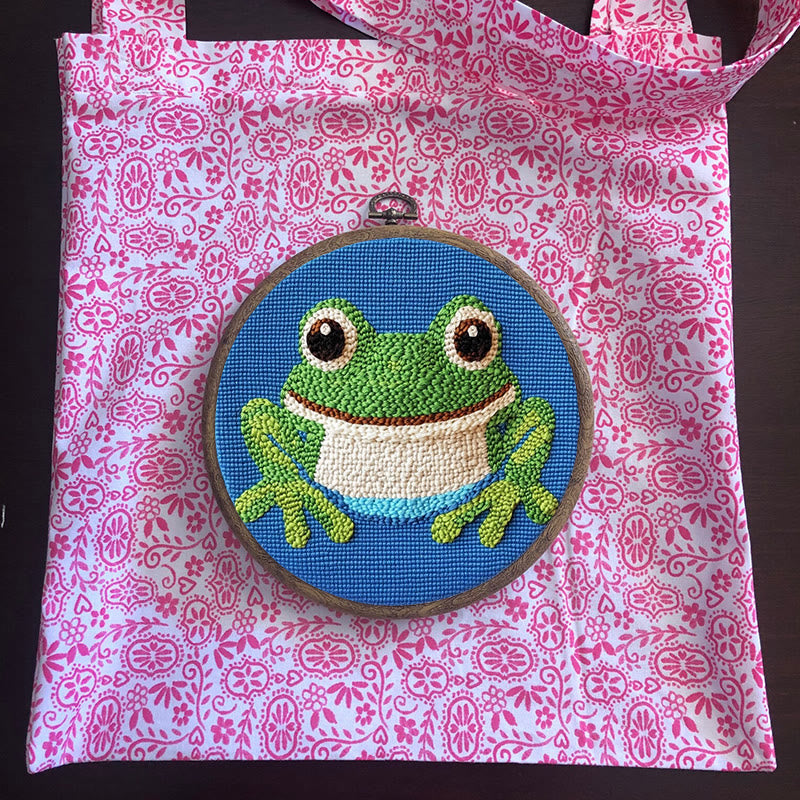 Frog Punch Needle Kit -  Personalized Animal Handwork | Beginner Sewing Kit - image 8