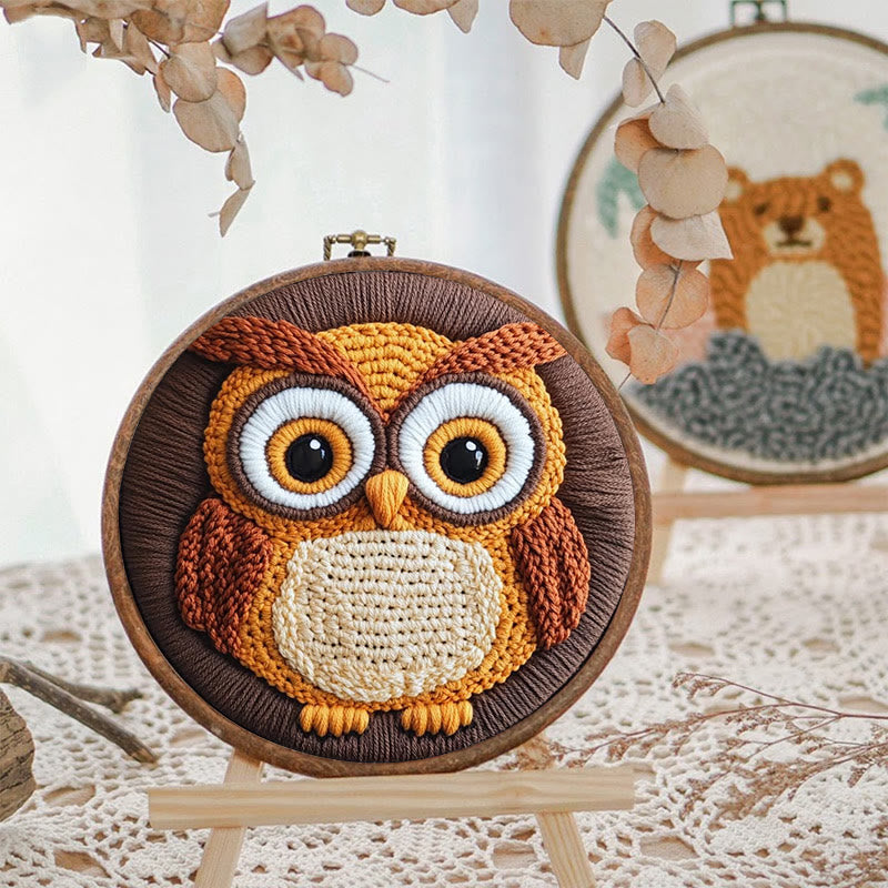 Lovely Owl Punch Needle Kit - Relaxing Sewing Set  | Nice Gift For Bird Lovers - image 4