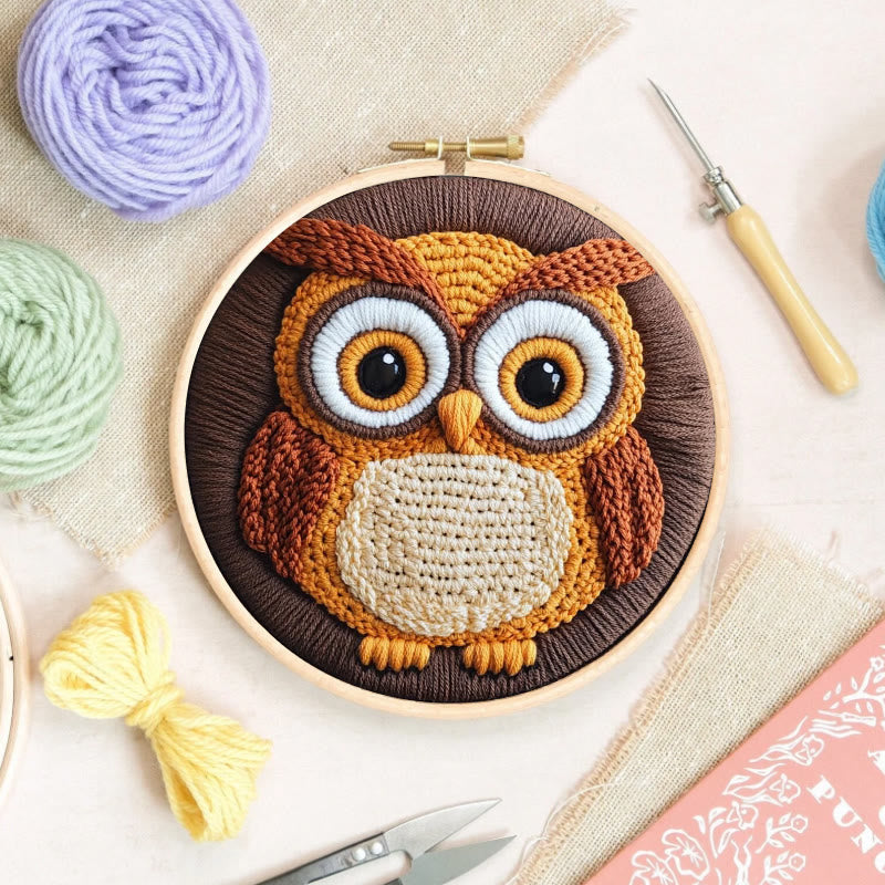 Lovely Owl Punch Needle Kit - Relaxing Sewing Set  | Nice Gift For Bird Lovers - image 3