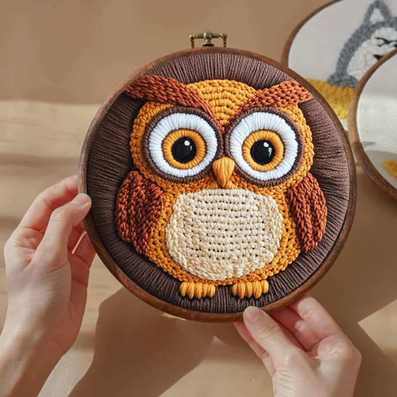 Lovely Owl Punch Needle Kit - Relaxing Sewing Set  | Nice Gift For Bird Lovers - image 1