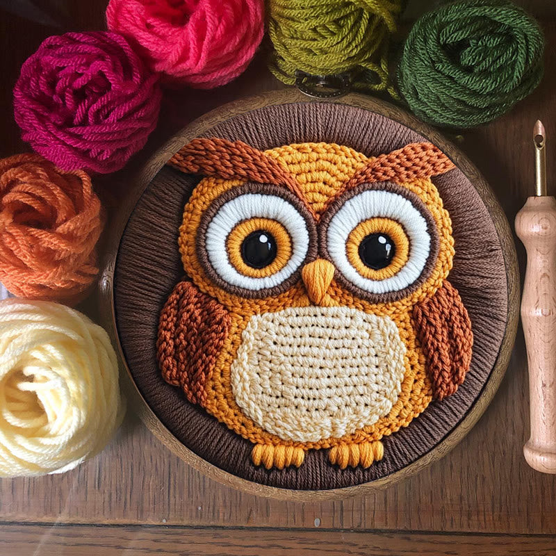 Lovely Owl Punch Needle Kit - Relaxing Sewing Set  | Nice Gift For Bird Lovers - image 2