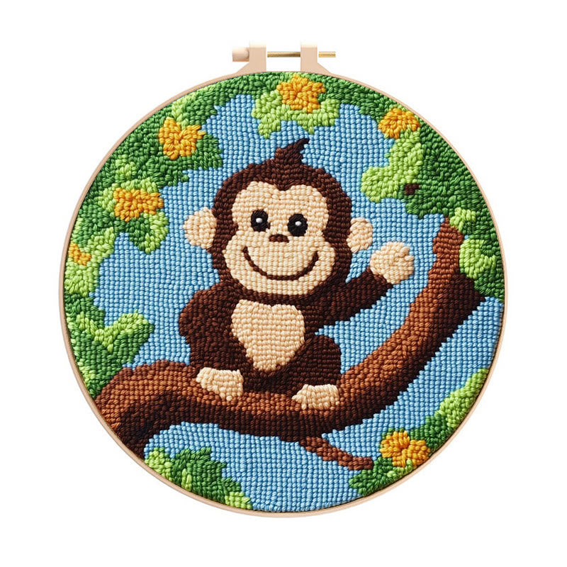 Climbing Monkey Punch Needle Kit - Adorable Needle Set | Crafts For Diy Enthusiasts  - Climbing Monkey Punch Needle Kit - image 0