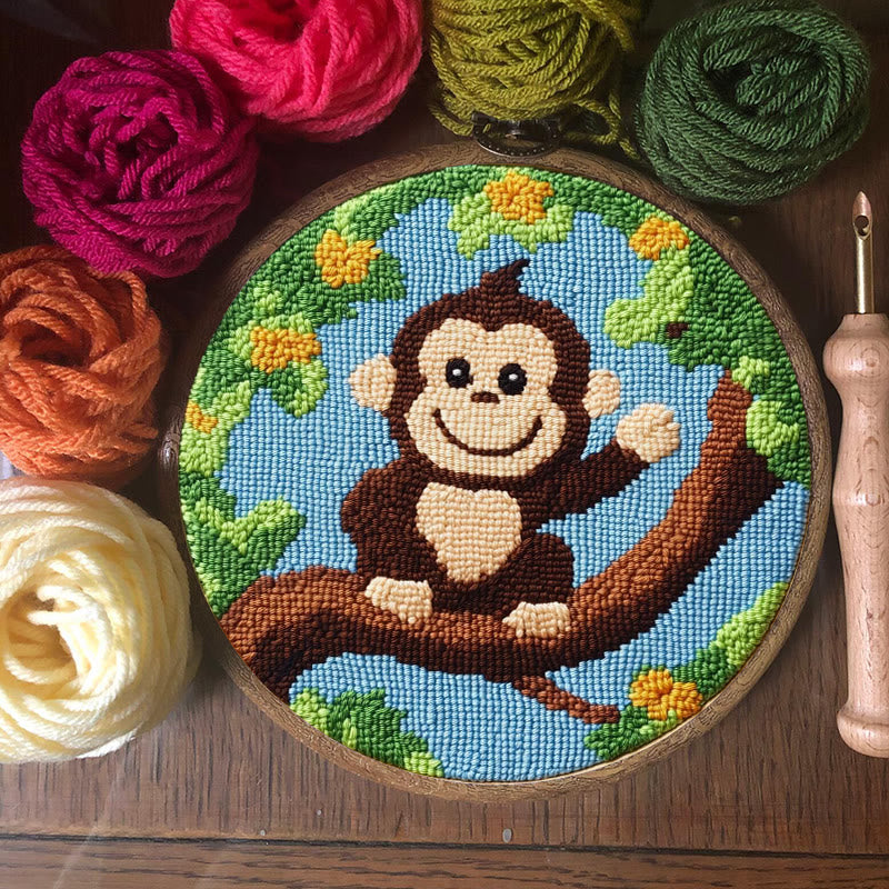 Climbing Monkey Punch Needle Kit - Adorable Needle Set | Crafts For Diy Enthusiasts  - image 2