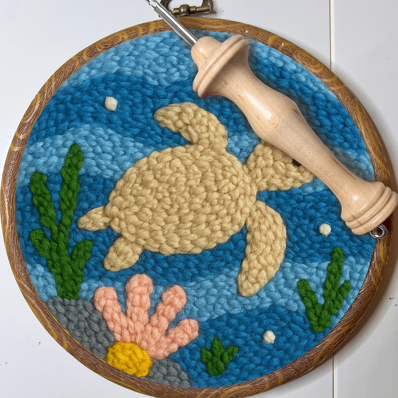 Turtle Punch Needle Kit - Animal Home Ornament | Diy Set For Kids - image 7