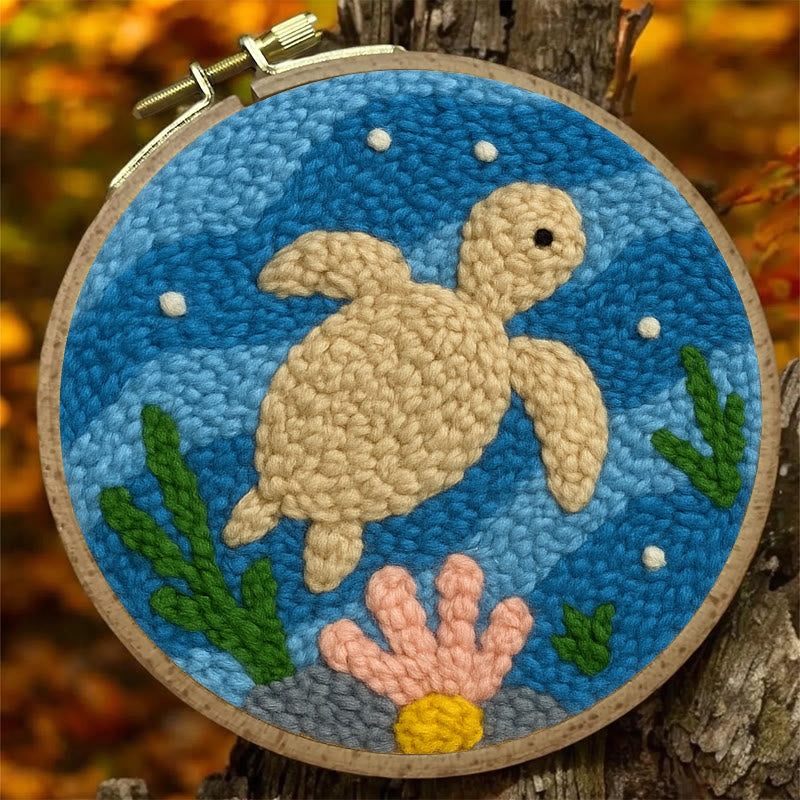 Turtle Punch Needle Kit - Animal Home Ornament | Diy Set For Kids - image 3