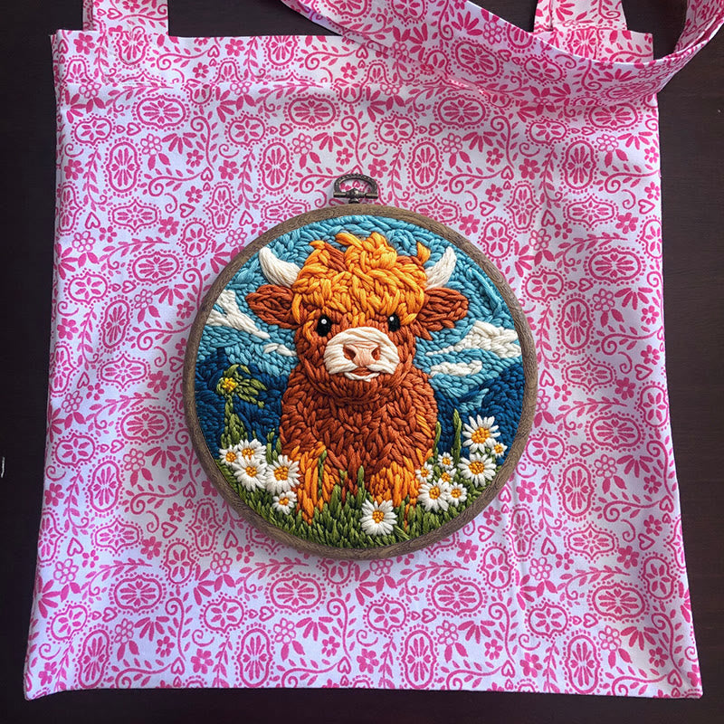 Highland Cattle Punch Needle Kit - Daisy Flower Craft | Easy Starter Set - image 9