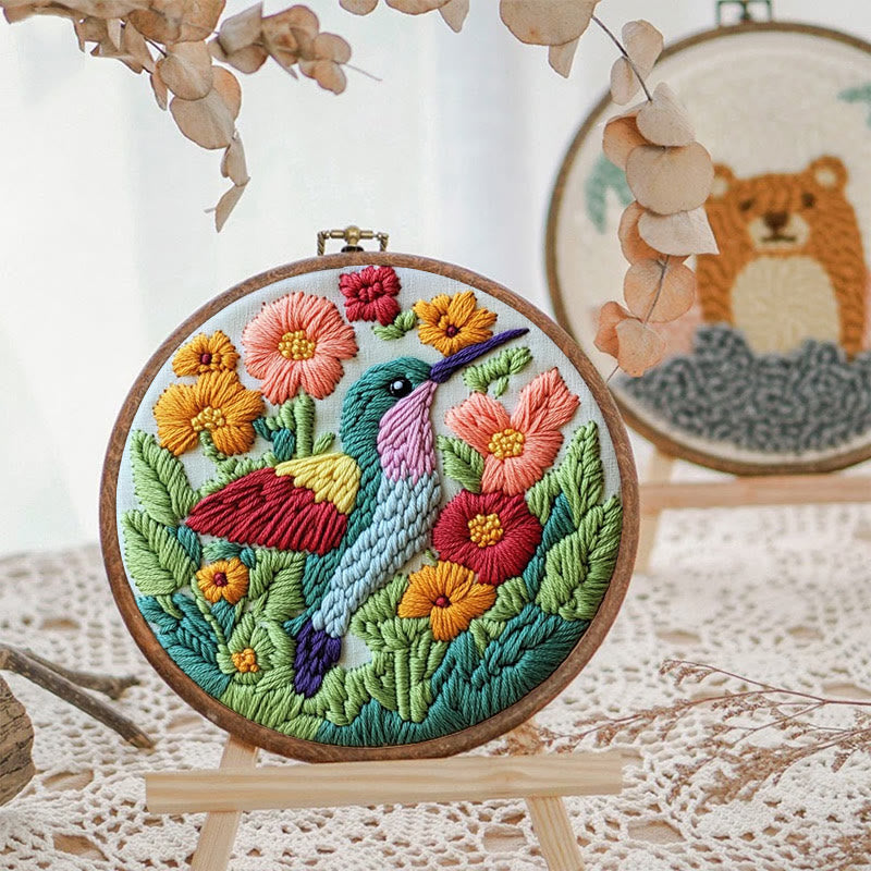 Hummingbird Punch Needle Kit - Beautiful Floral Craft | Diy Art For Bird Lovers - image 2