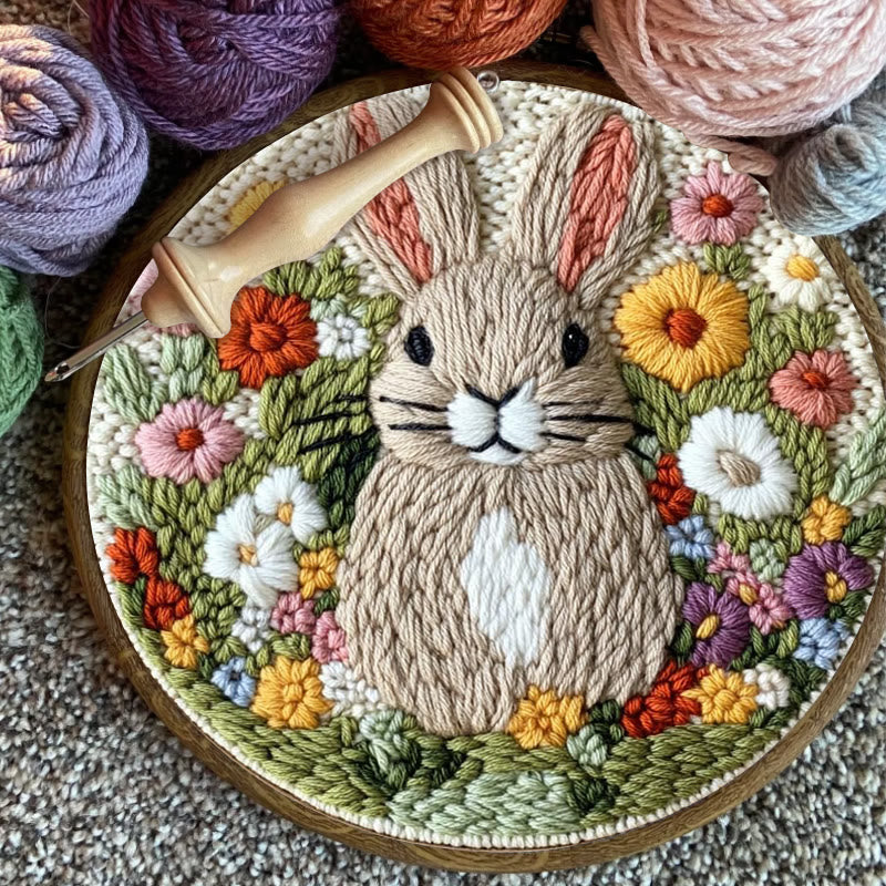 Floral Rabbit Punch Needle Kit - Bunny Artwork Collection | Unique Holiday Gifts - image 5