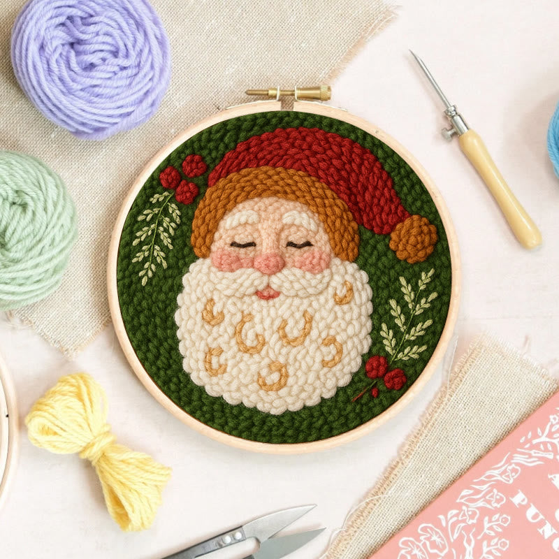Santa Claus Punch Needle Kit - Creative Christmas Decoration | Unique Handmake Craft - image 1
